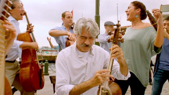 Iranian native and master of the kamancheh Kayhan Kalhor jams with fellow musicians in 2016's "The Music of Strangers: Yo-Yo Ma and the Silk Road Ensemble," directed by Morgan Neville.