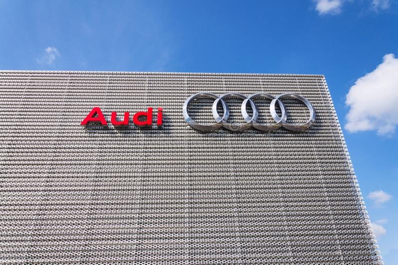 Audi Company Logo On Dealership Building Editorial ...