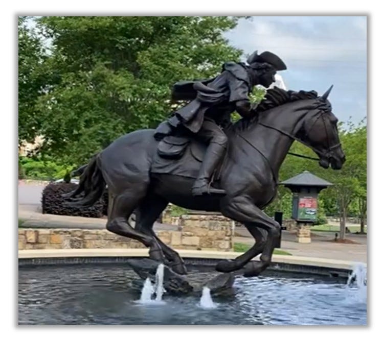 Statue of Captain James Jack riding his horse. the statue is located in Charlotte.