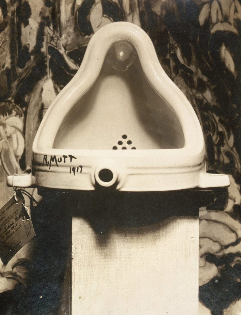 Fountain (1917) by Marcel Duchamp, a precursor to postmodern art