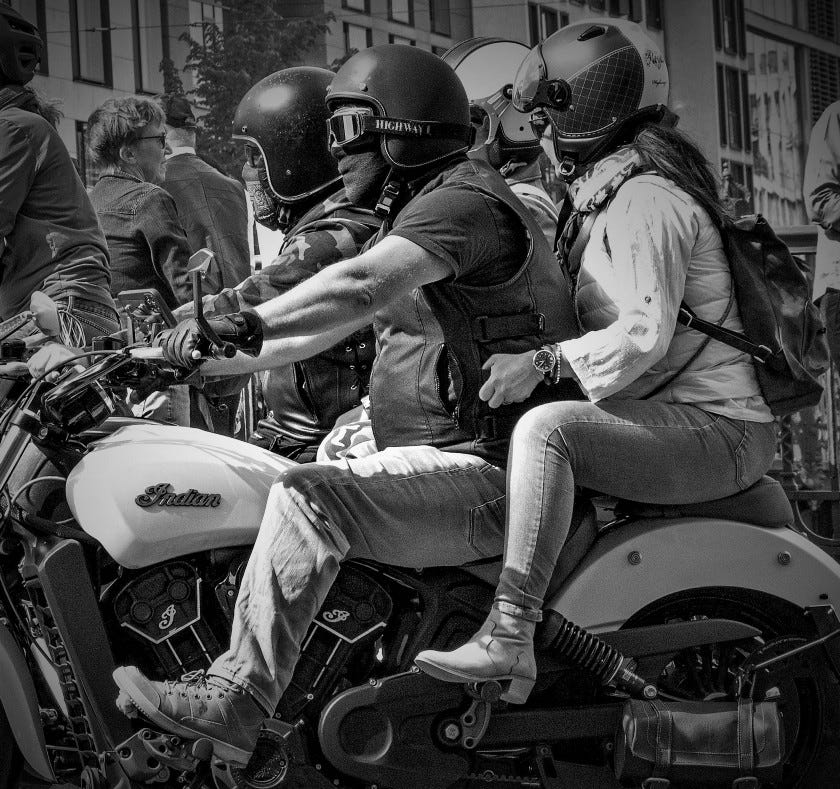 Motorcycle riders in Berlin. Copyright; Sean P. Durham, Berlin, 2022