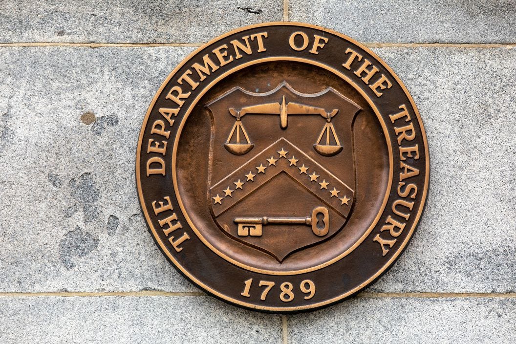 U.S. Treasury logo (JTSorrell/Getty Images)