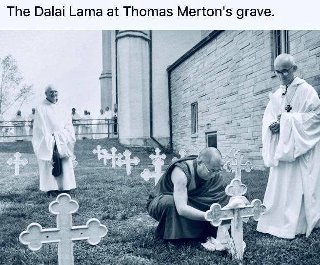 The Dalai Lama at Thomas Merton's grave. : r/mysticism