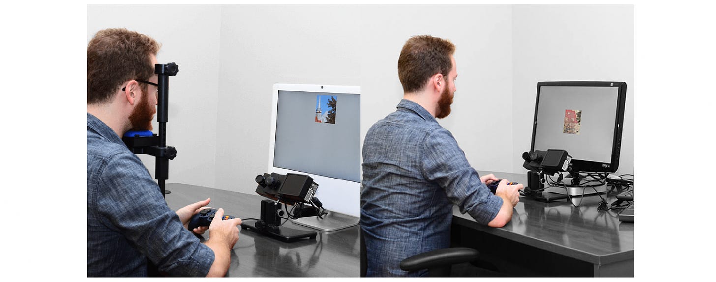 Man in an Head-Stabilized Eye Tracking experiment 