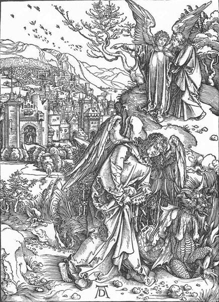 The Angel with the Key to the Bottomless Pit, Albrecht Durer, 1497 – 1498