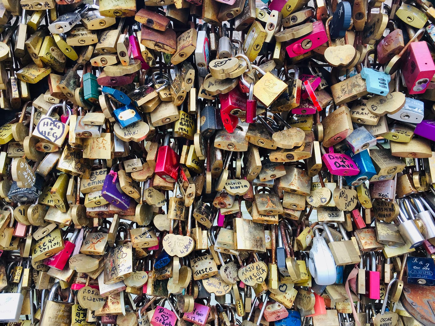 Photo of locks from a bridge in Paris