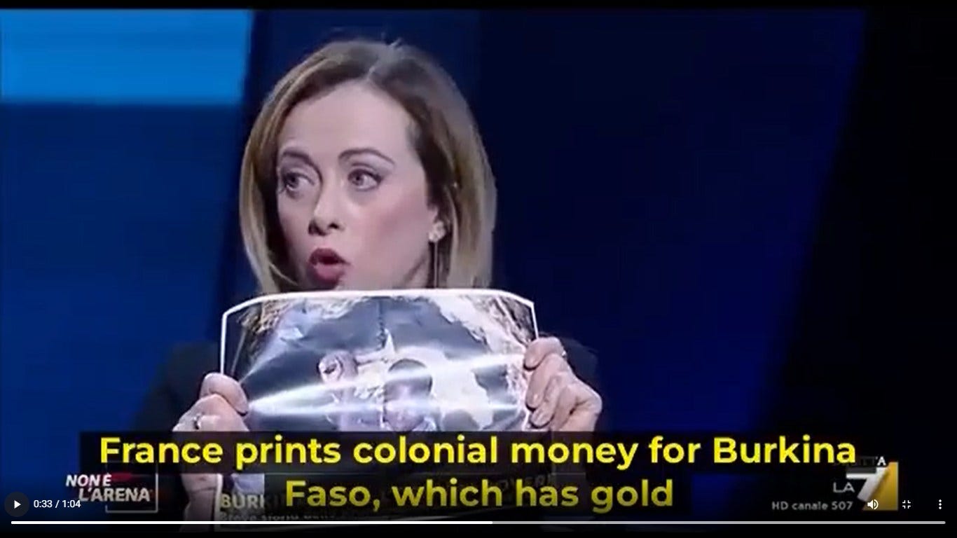 May be an image of 1 person and text that says 'BURI France prints colonial money for Burkina NONÊ 0:33/1:04 L'ARENA Faso, which has gold'