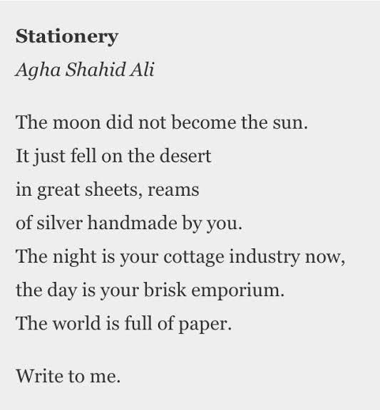 Stationery - Agha Shahid Ali | Write to me, Words, Writing
