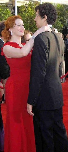 Christina Hendricks (Mad Men) shares a moment with a friend