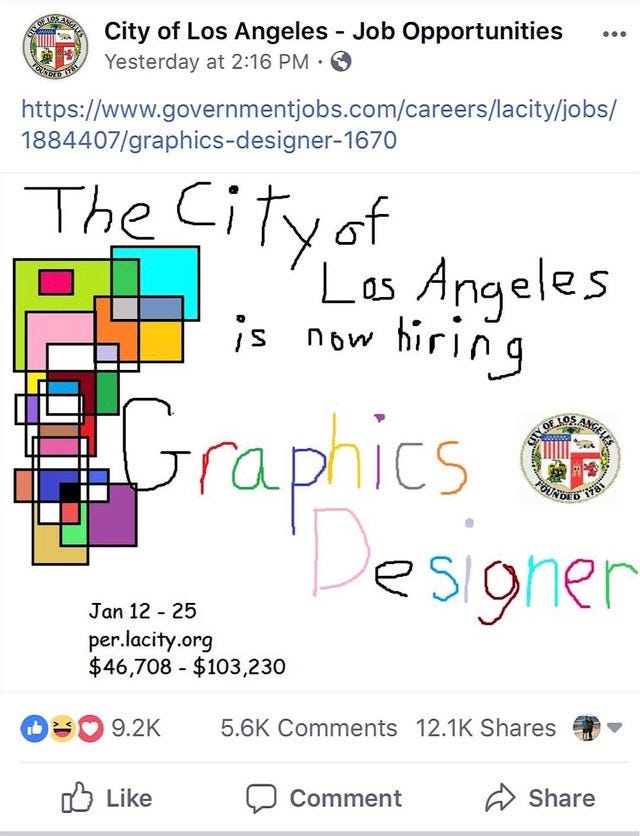 r/AdPorn - City of Los Angeles Facebook job posting [1080 x 1410]