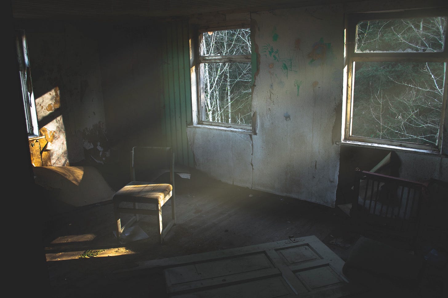 image inside a derelict building for article titled “the illusion of tomorrow”