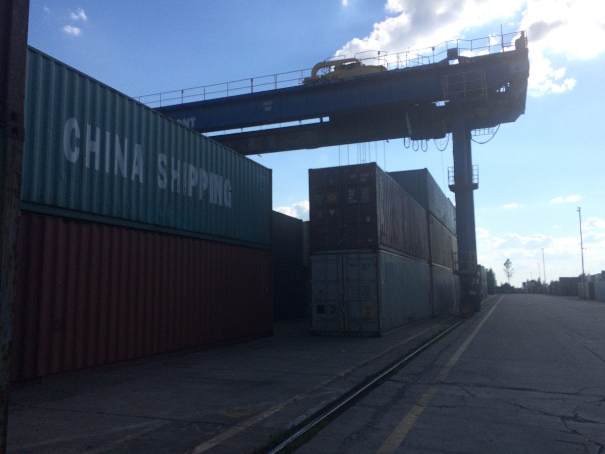 The dry port in Lodz, Poland where Hatrans Logistics processes China-Europe rail cargo. Image: Wade Shepard. 