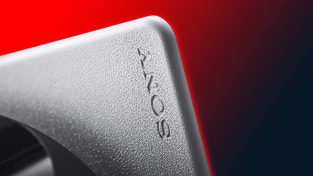 Close up of the Sony logo on a PS5