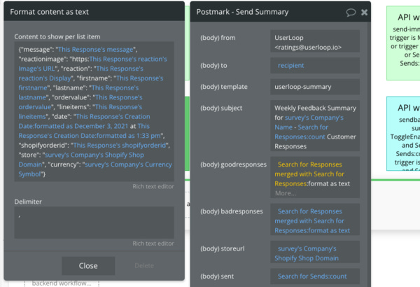 Use the format as text menu to build a json object