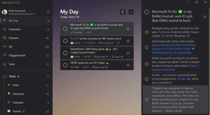 Microsoft To Do "My Day" [Windows 10 desktop app]