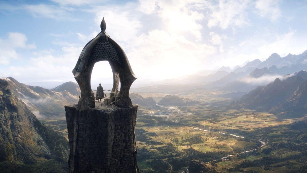 An elf in a tower overlooking Middle-earth