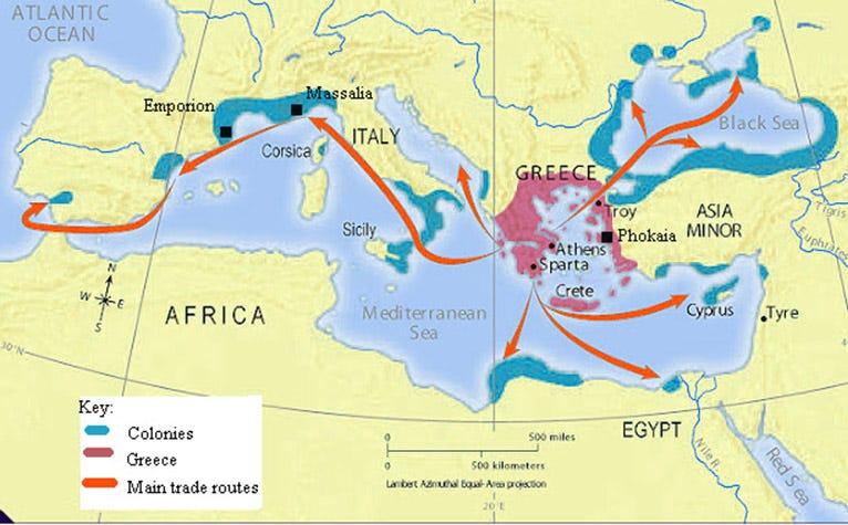 a map of Greek colonization