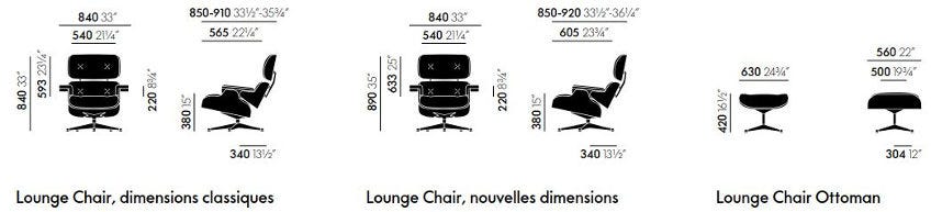 Lounge chair eames dimensions