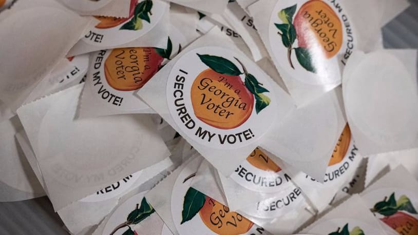 Georgia Peach I voted sticker has a change for the 2020 election