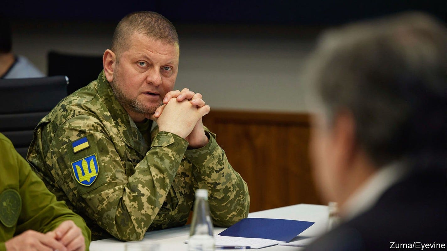 April 24, 2022, Kyiv, Ukraine: Ukrainian Commander-in-Chief of Ukraine Armed Forces Valeriy¬†Zaluzhnyi, left, attends a face-to-face meeting with U.S. Secretary of State Tony Blinken, and U.S. Secretary of Defense Lloyd Austin, hosted by Ukrainian President Volodymyr Zelenskyy, April 24, 2022 in Kyiv, Ukraine. Austin and Blinken are the highest ranking U.S. officials to visit Kyiv since the Russian invasion. (Credit Image: © Ukraine Presidency/Ukraine Presi/Planet Pix via ZUMA Press WireZuma / eyevineFor further information please contact eyevinetel: +44 (0) 20 8709 8709e-mail: info@eyevine.comwww.eyevine.com