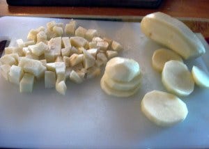 pasties potatoes sliced and chopped