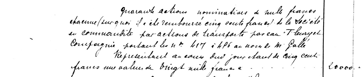 Me Droit, *Partage des successions de Mr et Mad. Gallé, 29 Juin 1914*, art. 6, Nancy, 22 August 1914 (AD MM).