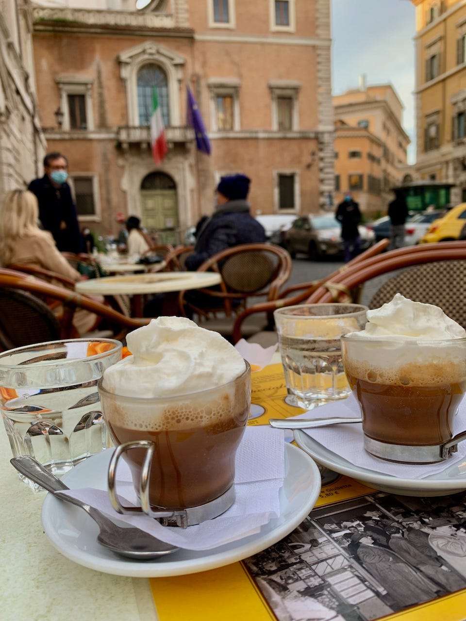 2 monachella coffee drinks at Sant'Eustachio in Rome