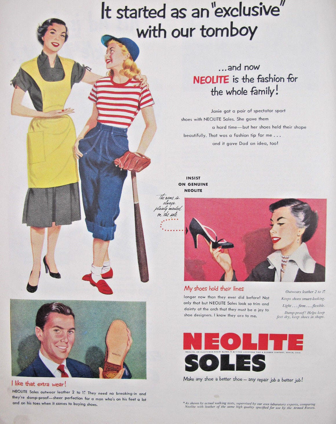 Neolite Soles Vintage Shoe 1951 10" x 13" Paper Print Ad Advertisement |  eBay
