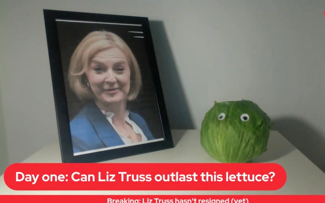 Lettuce pray: UK tabloid predicts Truss's short shelf-life | RNZ News