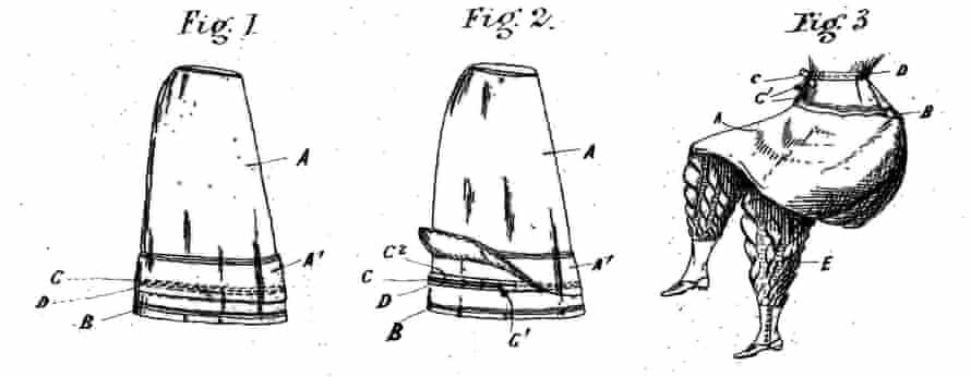 Julia Gill’s 1895 patented convertible cycling semi-skirt.