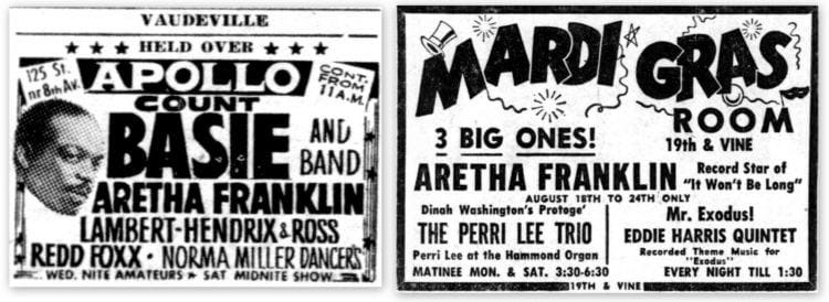 Aretha Franklin concerts from 1961