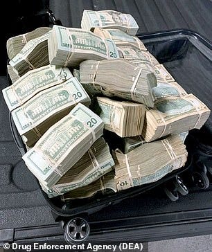A $1million seizure of cartel cash made by the DEA in Los Angeles
