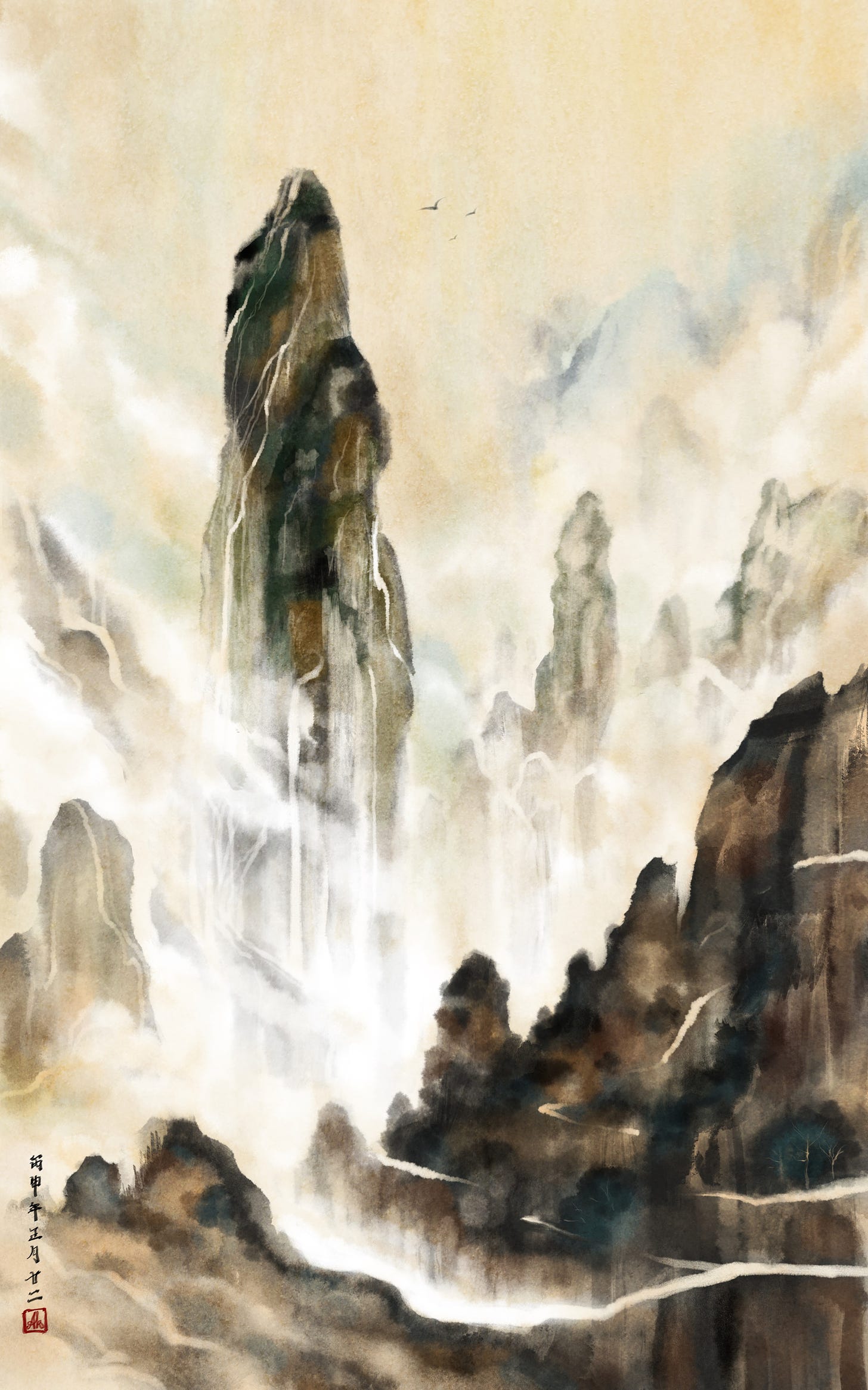 ArtStation - Chinese ink painting : mountain 02, ＡＫ Chen