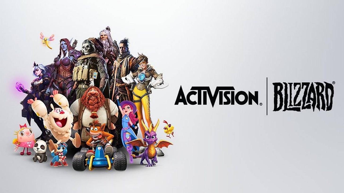 Activision Blizzard logo with franchise characters