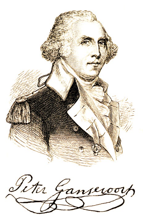 Sketch of Peter Gansevoort, with his signature at the bottom.