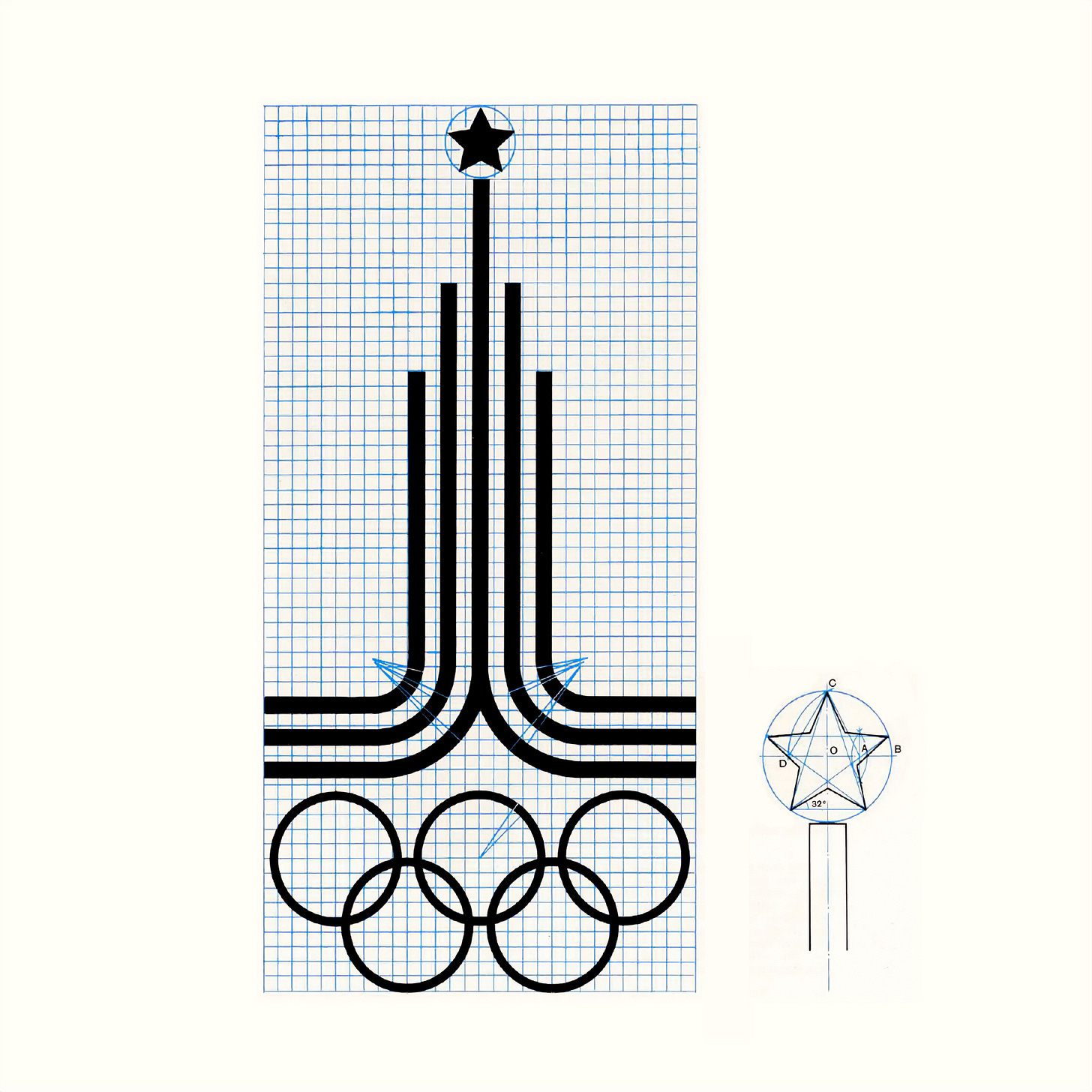 Vladimir Arsentiev's 1976 logo construction for the Moscow Summer Olympic Games
