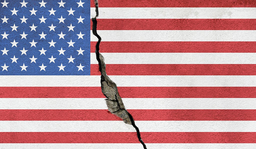 Cracked American flag