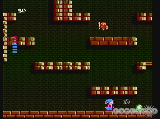 A screenshot from Milon's Secret Castle, which, due to the way the NES worked, doesn't feature much in the way of bright colors