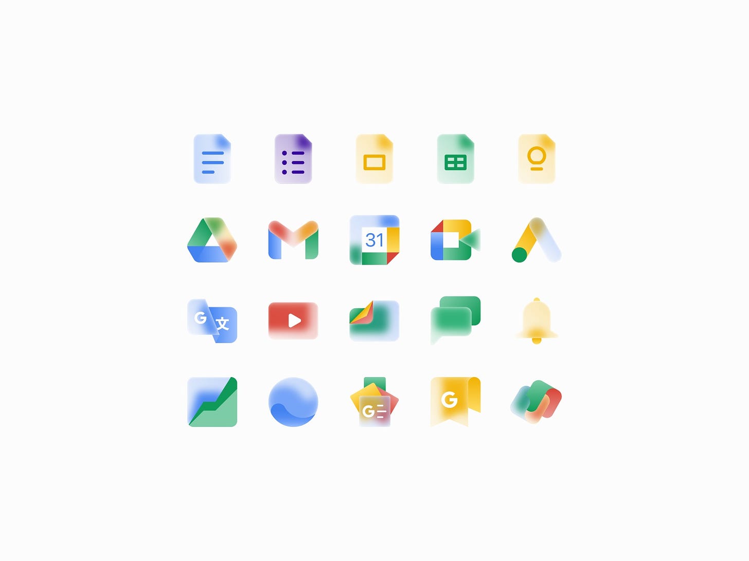 Frosted glass effect - Google suite logo pack by Zihui Yang on Dribbble
