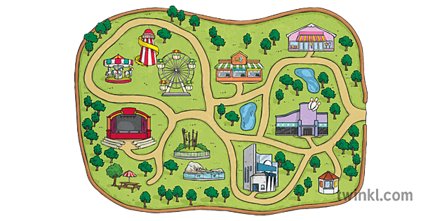 Theme Park Map Amusement Day Out Building Maths KS2