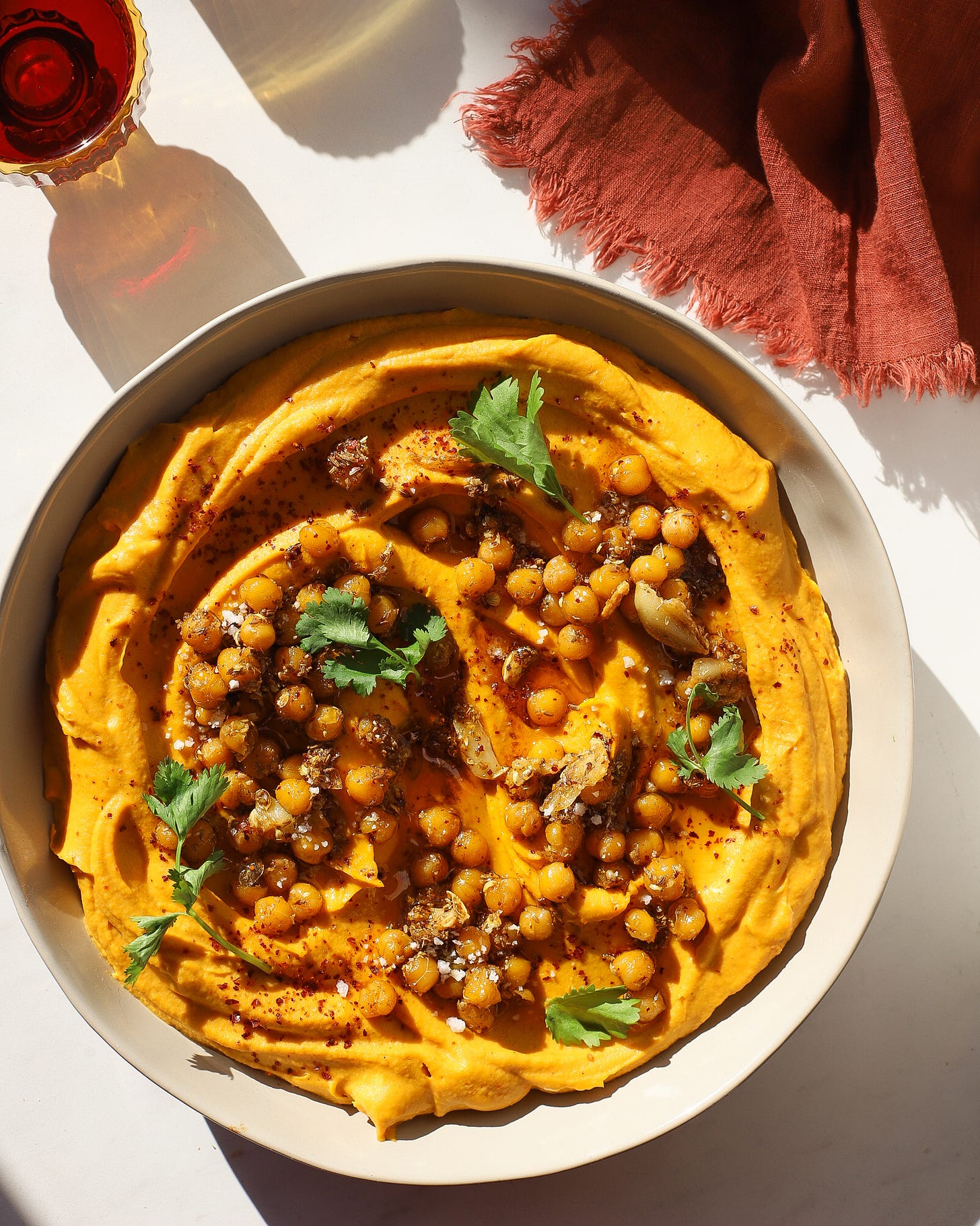 Honeynut squash dip drenched in sunlight