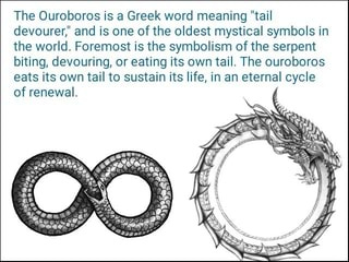 The Ouroboros is a Greek word meaning "tail devourer," and ...