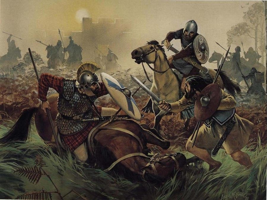 Romano-British Cavalry v. Picts, by Angus McBride on Deviant Art :  r/BattlePaintings