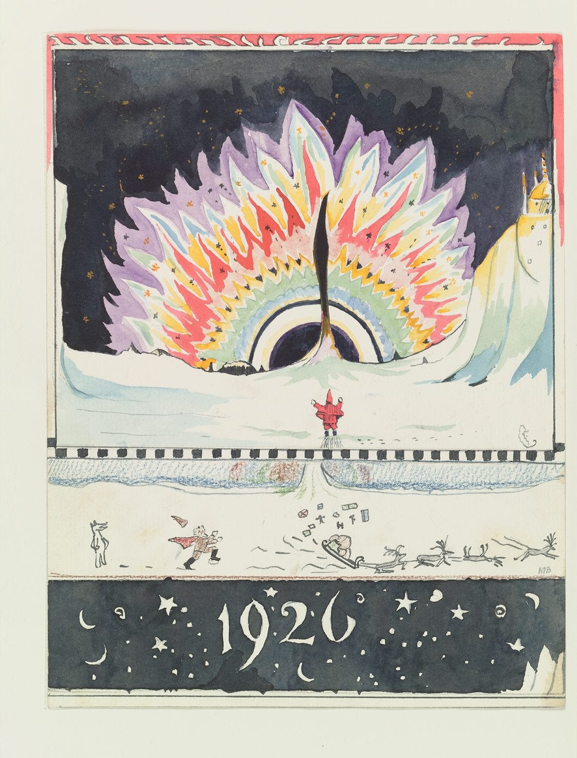 Drawing of the aurora borealis, 1926.