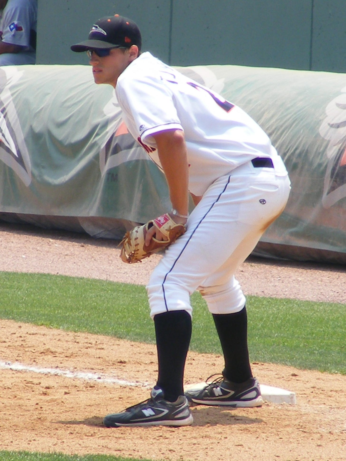 First baseman Tyler Townsend holds on a Hickory runner back on July 7th. With the injury to Tyler Stampone, Townsend has become the team's full time first baseman.