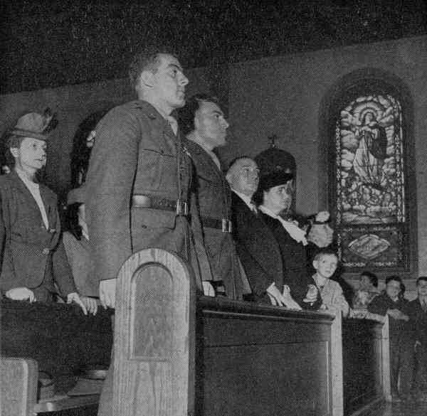 Medal of Honor hero, John Basilone, attends mass in his hometown of Rataline