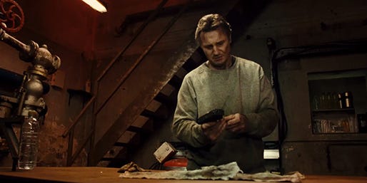 Liam Neeson reprises his role as Bryan Mills — on the run after being framed for the murder of his ex-wife — in "Tak3n," a 2015 release by 20th Century Fox.