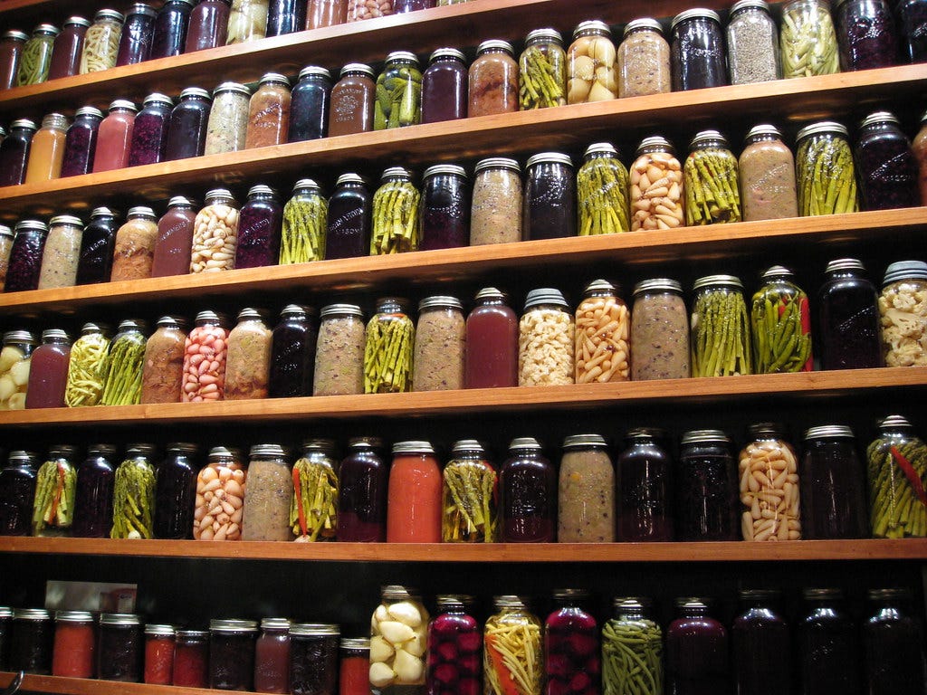 Wall of Preserves &amp; Pickles | JK is known to serve its own p… | Flickr