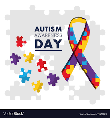 Autism awareness day puzzles shape ribbon Vector Image