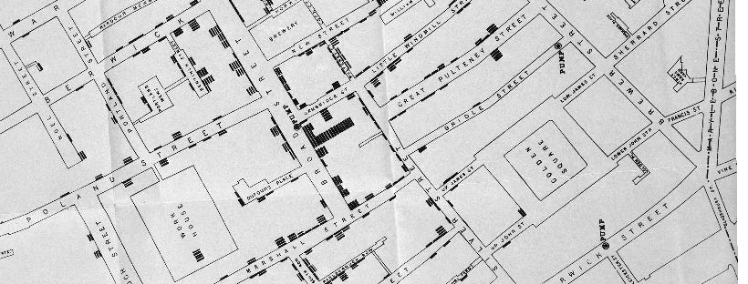 John snow's map in Alexander Verbeek's article in The Planet on history of London and epidemiology, pandemic